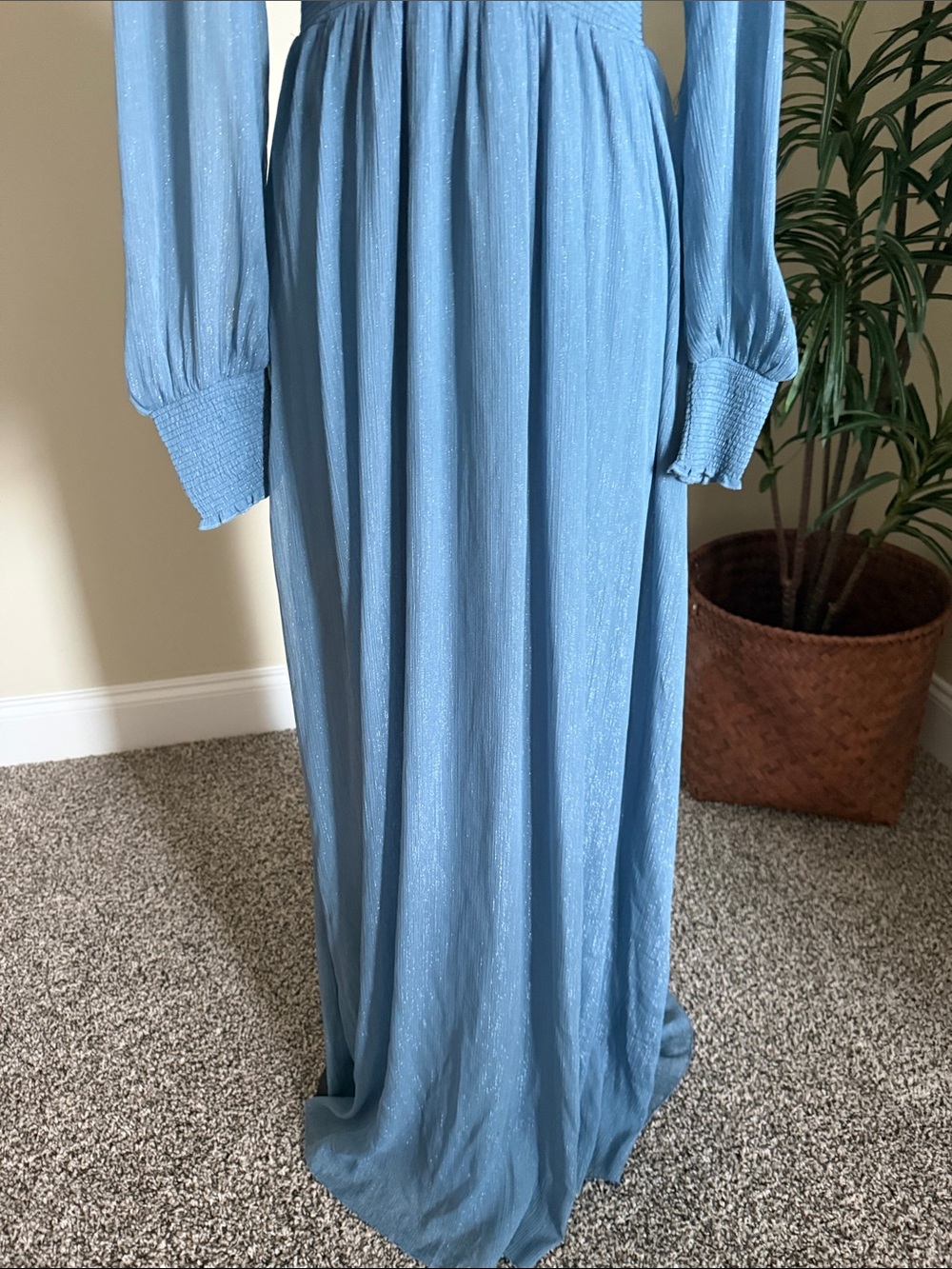 Baltic Born Cool Blue Long Sleeve V-Neck Maxi Dress - Picture 6 of 7